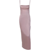 Ahagaga Slip Dress Sexy Big Backless Satin