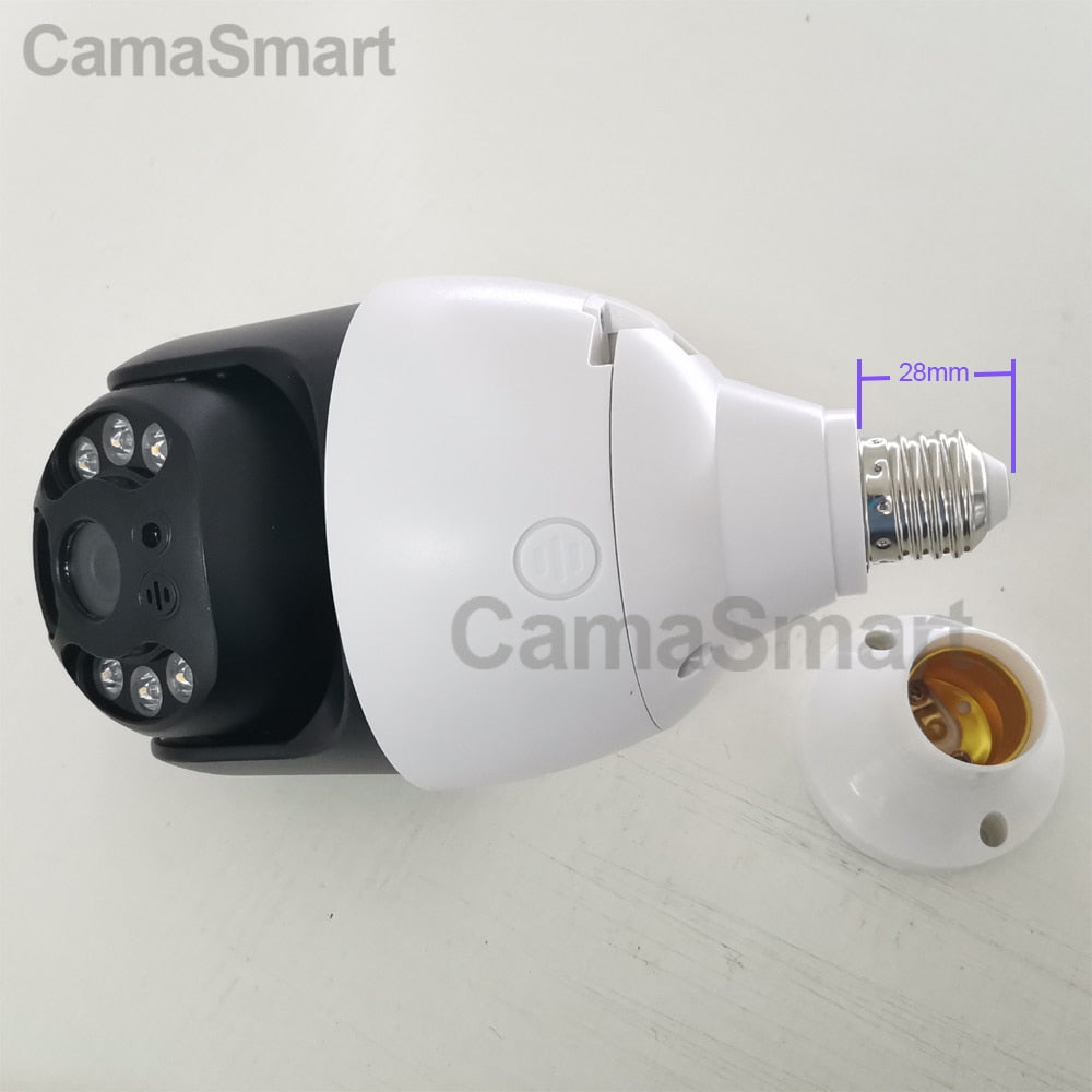 Camnsmart 5MP Tuya Smart Outdoor Light Bulb Camera Wifi IP PTZ Color Night Vision Home Security Auto Track Video Surveillance