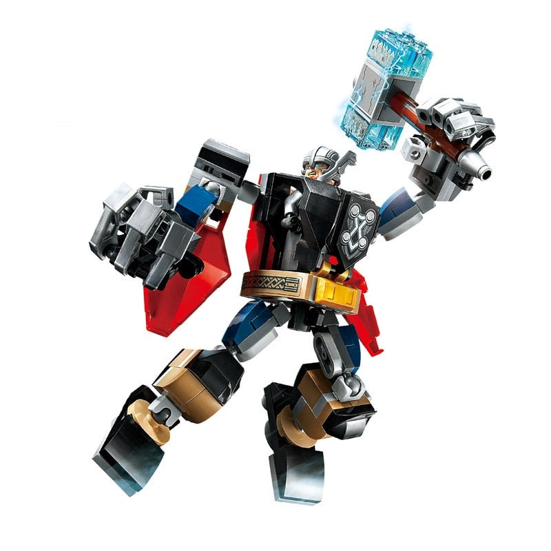 Disney Avengers Captain America Thor Spider-Man Thanos Mecha Boy Fighting Insert Model Building Block Minifigure Children's Toys