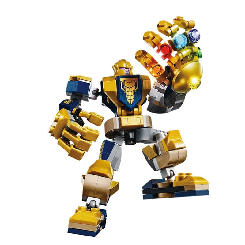 Disney Avengers Captain America Thor Spider-Man Thanos Mecha Boy Fighting Insert Model Building Block Minifigure Children's Toys