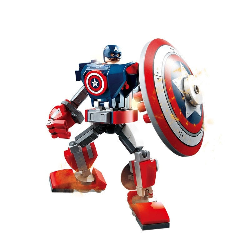 Disney Avengers Captain America Thor Spider-Man Thanos Mecha Boy Fighting Insert Model Building Block Minifigure Children's Toys