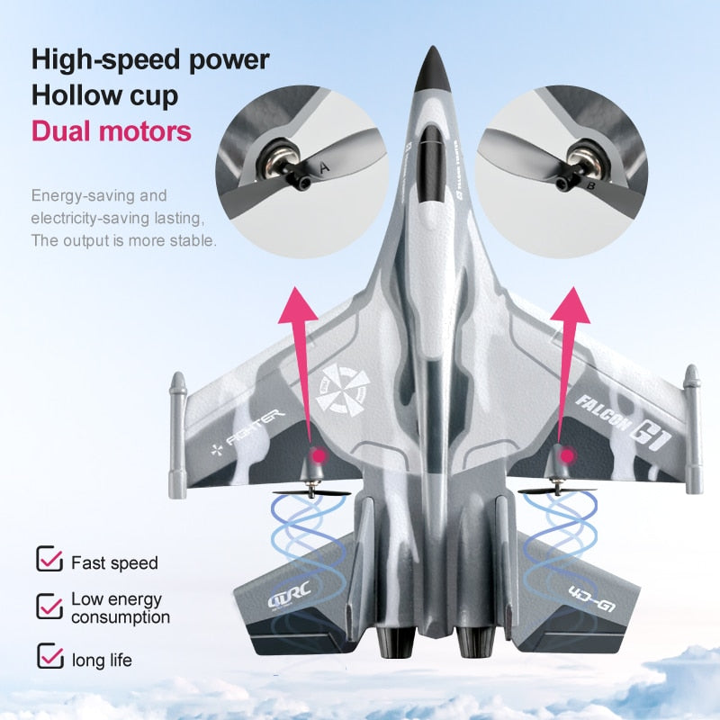 New RC Glider Toy 2.4GHz Foam EPP Material Folding Wing Low Power Outdoor Fighter Hobby Remote Control Airplane Toy For Children