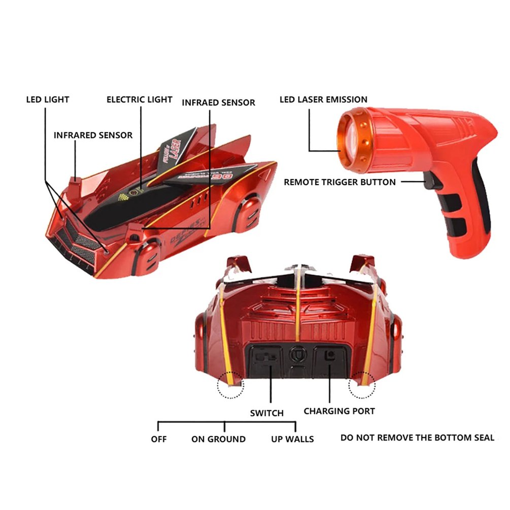 RC Car Stunt Infrared Laser Tracking Wall Ceiling Climbing Follow Light Drift 360 Rotating Electric Anti Gravity Car Toys