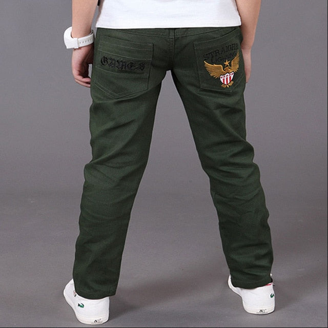 Casual Spring Solid Cotton Jean - Virtual Blue Store