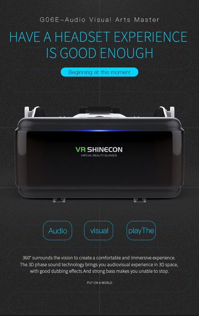VR Shinecon Casque Helmet 3D Glasses Virtual Reality For Smartphone Smart Phone Headset Goggles Binoculars Video Game Wirth Lens