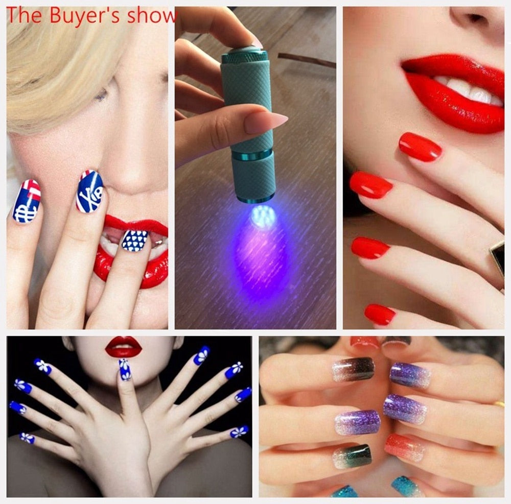 Mini UV Led Light UV LED Lamp Nail Dryer for Gel Nails 9 LED Flashlight Portability Nail Dryer Machine Nail Art Tools UV Light - Virtual Blue Store