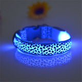 Adjustable LED Light Glow Pet Collar Leopard Nylon Pet Dog Cat Night Safety Luminous Flashing Necklace Glowing Neck Belt XWBE. - Virtual Blue Store