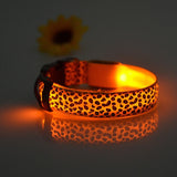 Adjustable LED Light Glow Pet Collar Leopard Nylon Pet Dog Cat Night Safety Luminous Flashing Necklace Glowing Neck Belt XWBE. - Virtual Blue Store