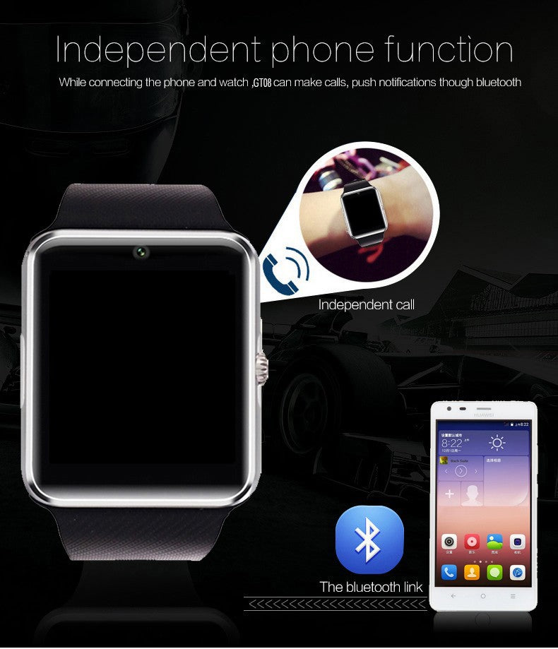 GT08 Bluetooth Smart Watch Wristband SIM TF Card Phone MP3 Smartwatch For Apple iOS Android SMS/call Reminder Fitness Camera - Virtual Blue Store