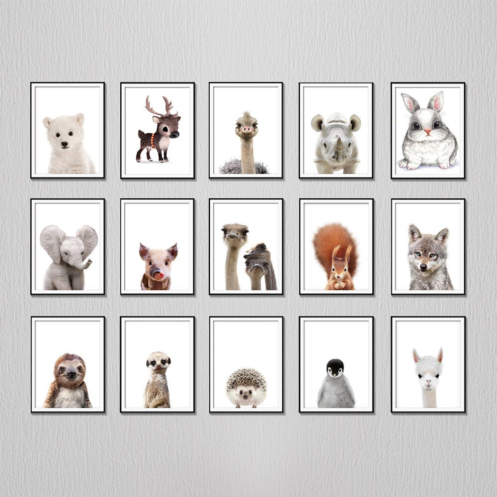 Baby Polar Bear Print Bear Cub Animal Wall Art Nursery Decor Peekaboo Printable Digital Download Large Poster Room Art Print - Virtual Blue Store