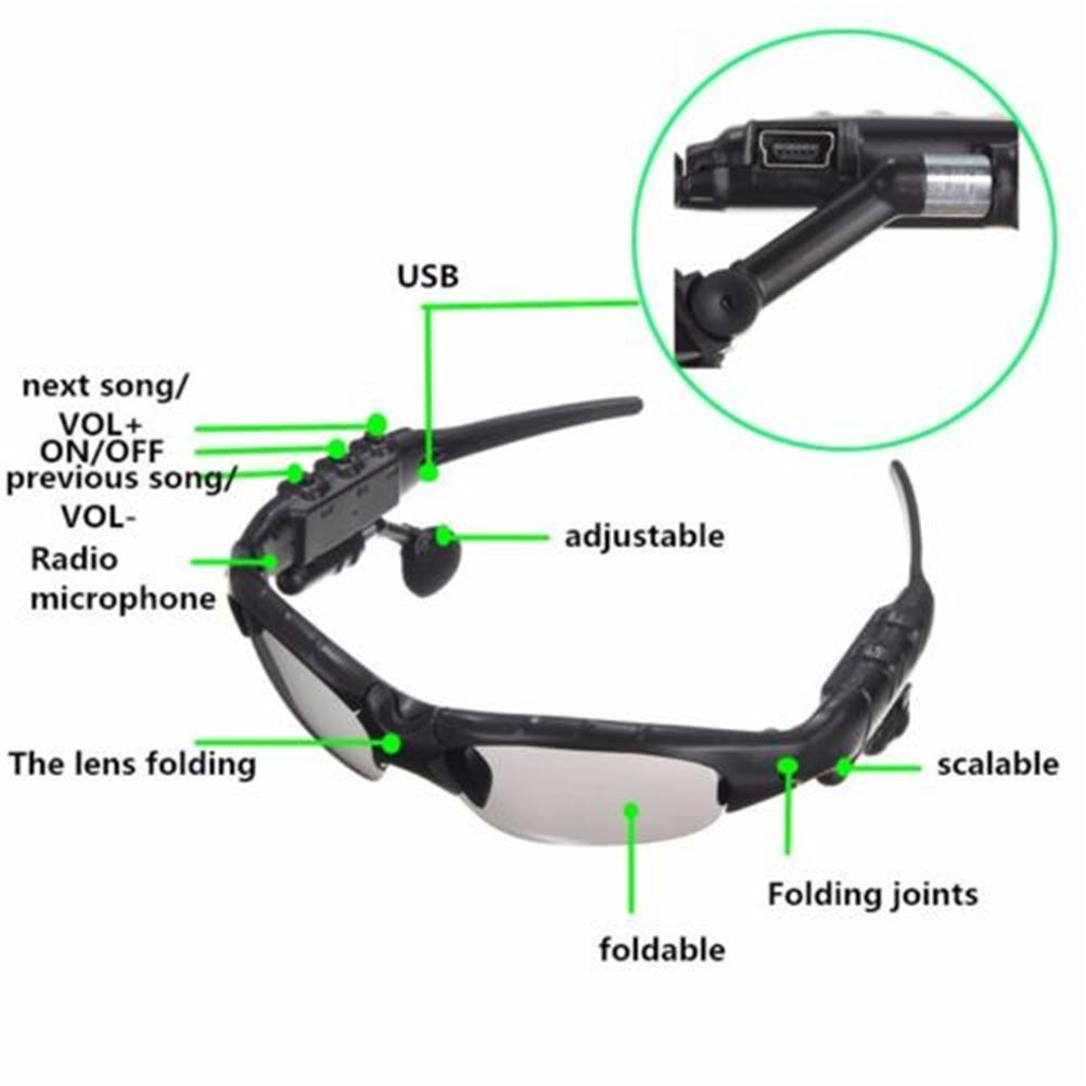 Bluetooth Sunglasses Outdoor Glasses with Headphones Music Wireless Headset Ear Plug Stereo For Smartphone - Virtual Blue Store