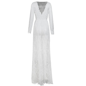HOT SELL Ladies Sexy Lace Sleepwear Nightdress Babydolls See through lingerie big size sleeping dress white long nightgown - Virtual Blue Store