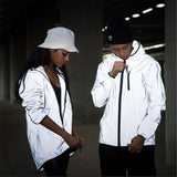 Windbreaker Night Shiny Zipper Jacket - Virtual Blue Store