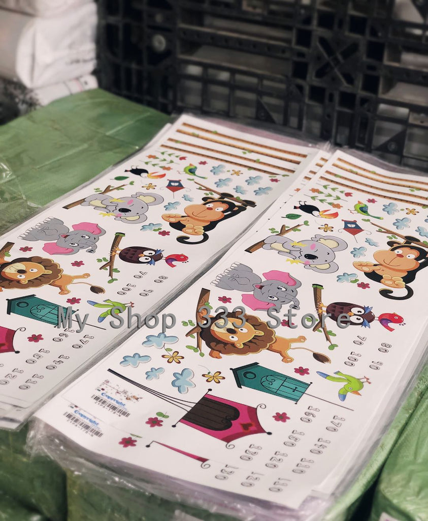 Cartoon Animals Lion Monkey Wall Sticker - Virtual Blue Store