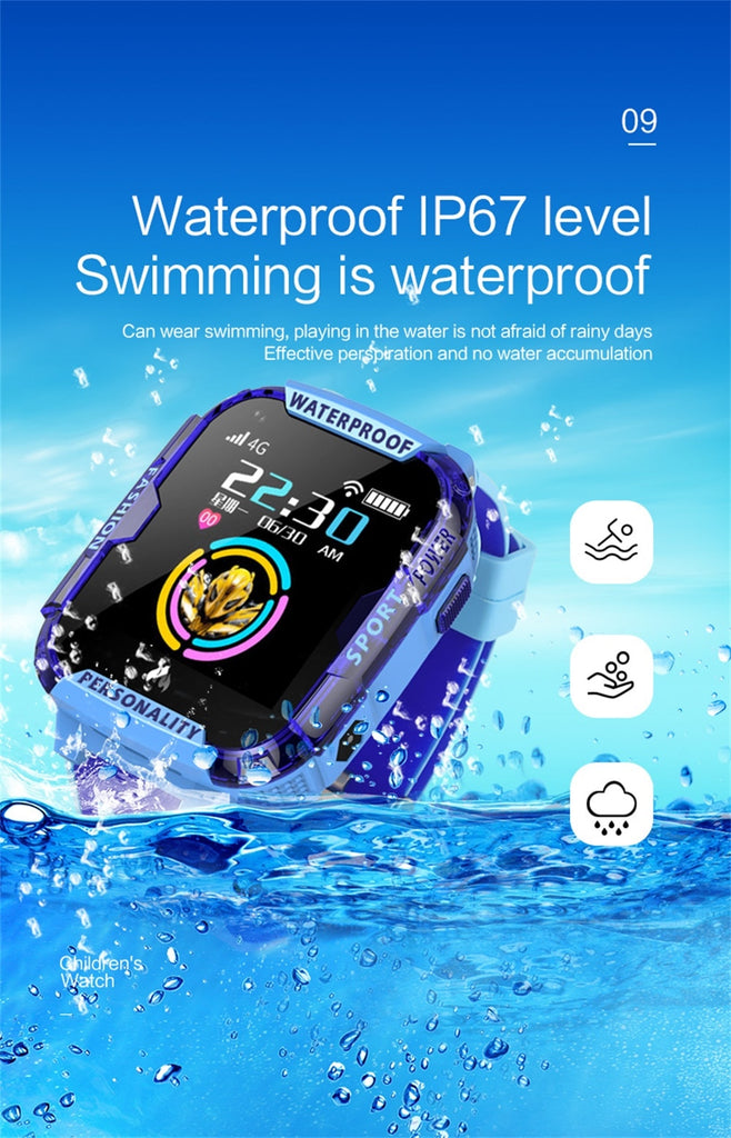 GPS Wifi SOS 4G Smart Watch Baby IP67 waterproof Camera position Tracker Kids Smartwatch Boys Girl VS A36E Q90 - Virtual Blue Store