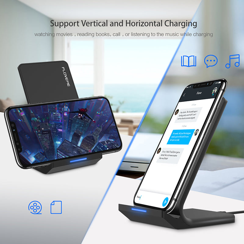 FLOVEME Universal Qi Wireless Charger For iPhone X XS XR 10W Fast Charger USB Wireless Charging For Samsung Galaxy S8 S9 Note 8 - Virtual Blue Store