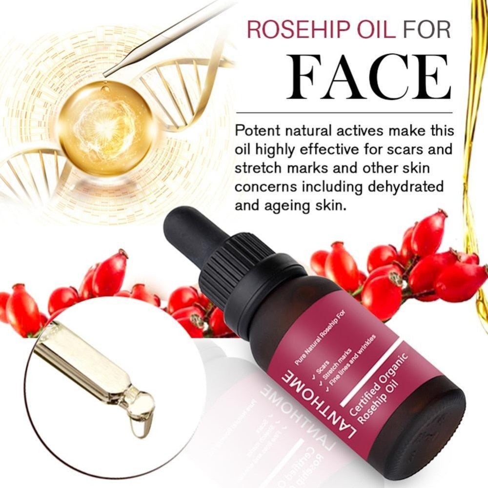 Pure Organic Rosehip Oil Antioxidantfor Scars Fine Lines Wrinkles Stretch Marks Improve Skin Elasticity Firmness - Virtual Blue Store