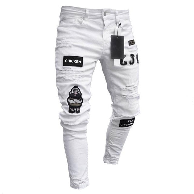 Skinny Motorcycle Denim Pants - Virtual Blue Store