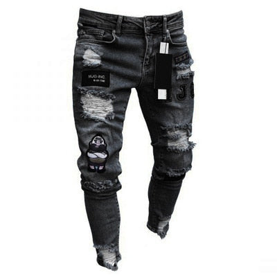 Skinny Motorcycle Denim Pants - Virtual Blue Store