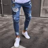 Skinny Motorcycle Denim Pants - Virtual Blue Store