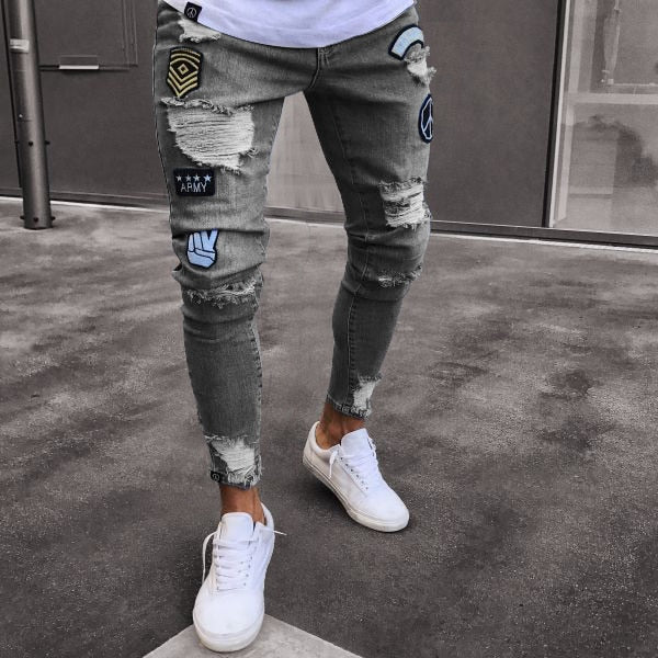 Skinny Motorcycle Denim Pants - Virtual Blue Store