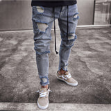 Skinny Motorcycle Denim Pants - Virtual Blue Store