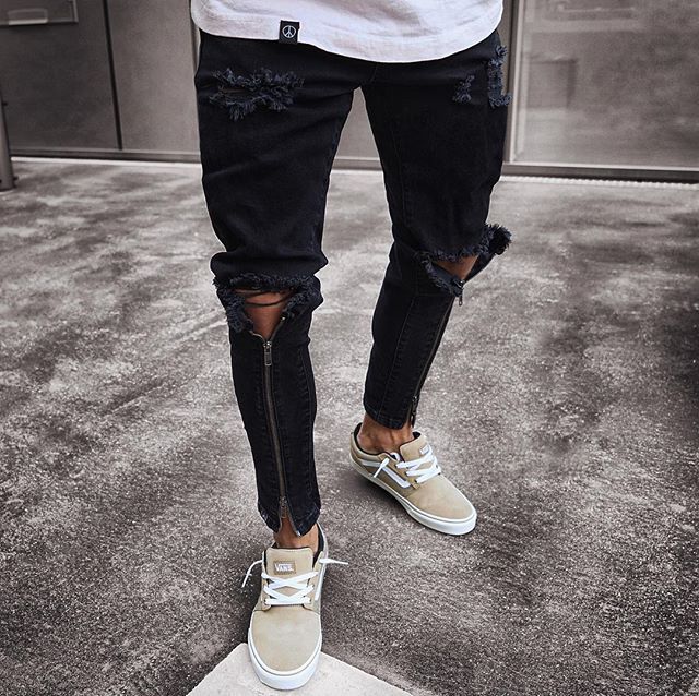 Skinny Motorcycle Denim Pants - Virtual Blue Store