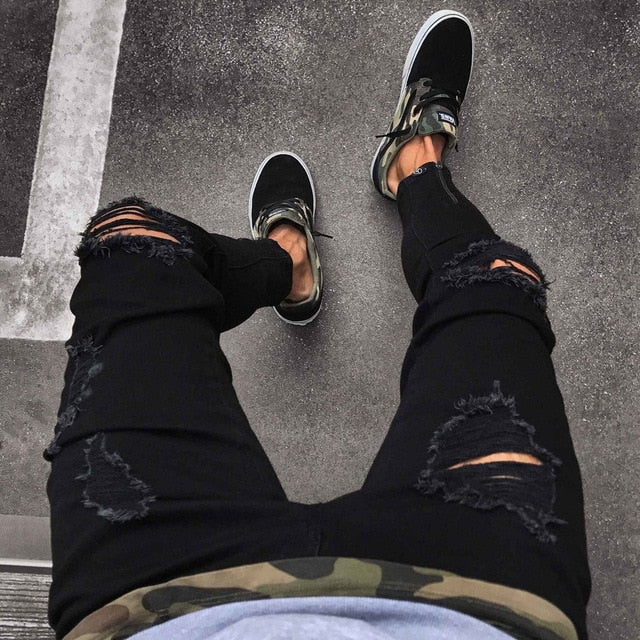 Skinny Motorcycle Denim Pants - Virtual Blue Store