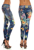 Fashionable New Lady Seamless Imitation Cowboy Color Printing High Waist Skinny Blue Jean Denim Leggings Stretchy Jeggings Pant - Virtual Blue Store