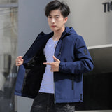 Casual Solid Hooded Jackets - Virtual Blue Store