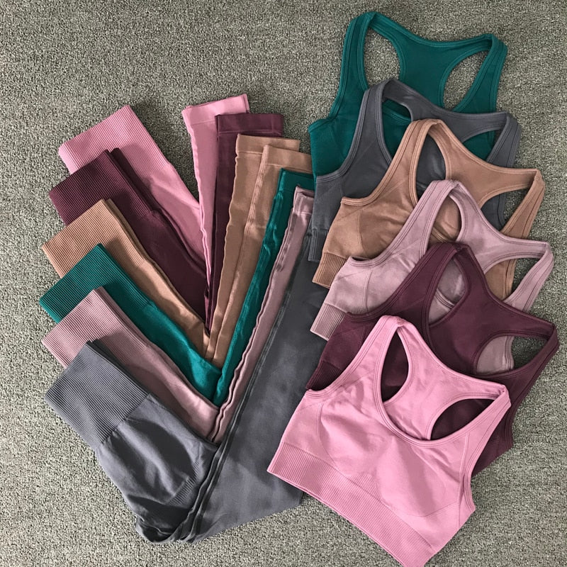 2PCS  Hyperflex Seamless Yoga Set Sportswear Sports Bra+Leggings Fitness Pants Gym Running Suit Exercise Clothing Athletic - Virtual Blue Store