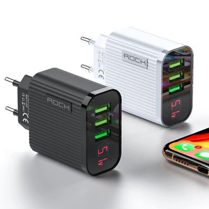 ROCK Digital Display 3 Port Charger - Virtual Blue Store