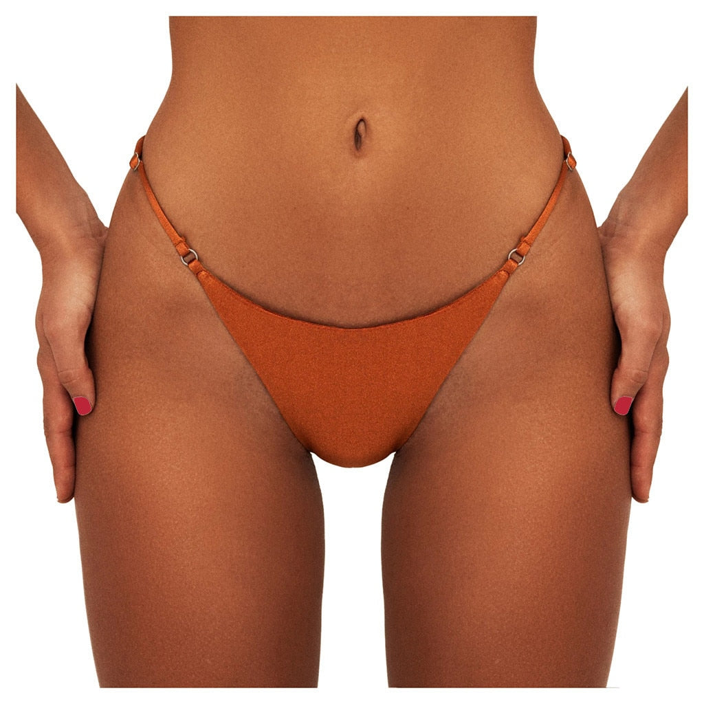 Sexy Women Bikini Bottom Solid Color G-String Brazilian Thongs Swimwear High Waist Swimsuit Bottom Swimming Shorts For Ladies - Virtual Blue Store