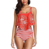 Women Ruffle Floral Printed Swimsuit
