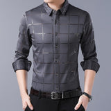 Men Plaid Long Sleeve Slim Fit Shirt - Virtual Blue Store