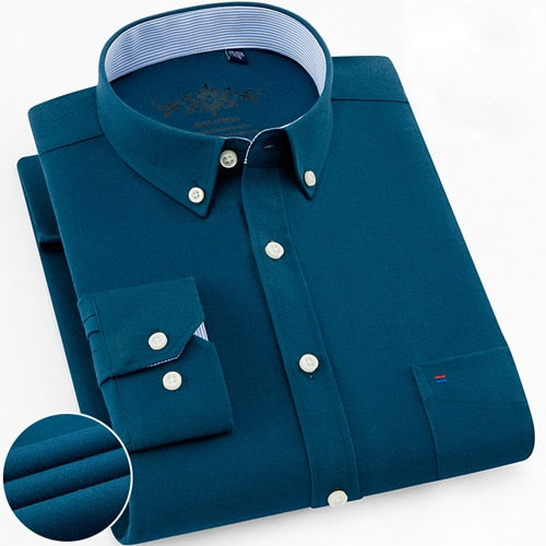 Men's Long Sleeve Solid Dress Shirt - Virtual Blue Store