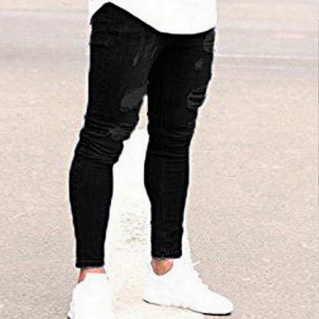 Slim Casual Hole Ripped Jeans - Virtual Blue Store