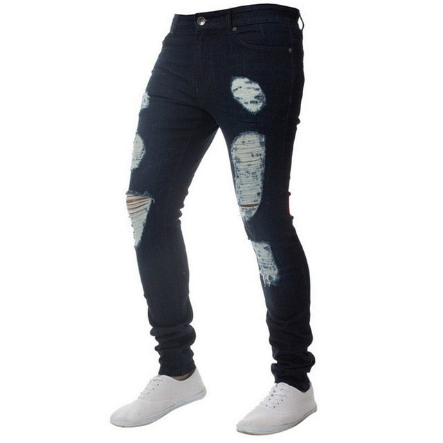 Slim Casual Hole Ripped Jeans - Virtual Blue Store