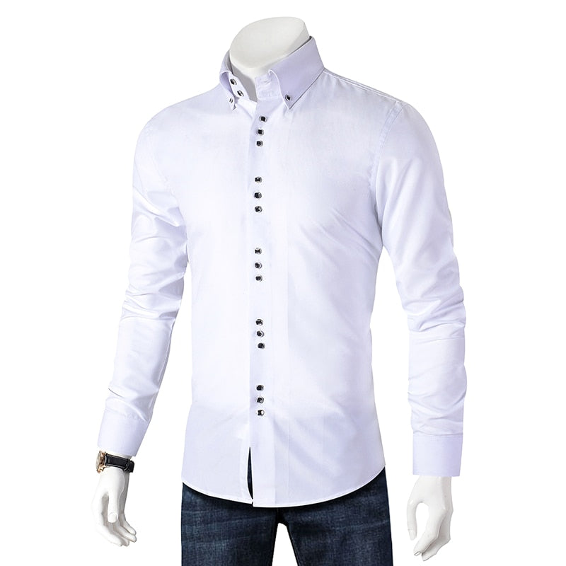 Casual Men Long Sleeve Shirt - Virtual Blue Store