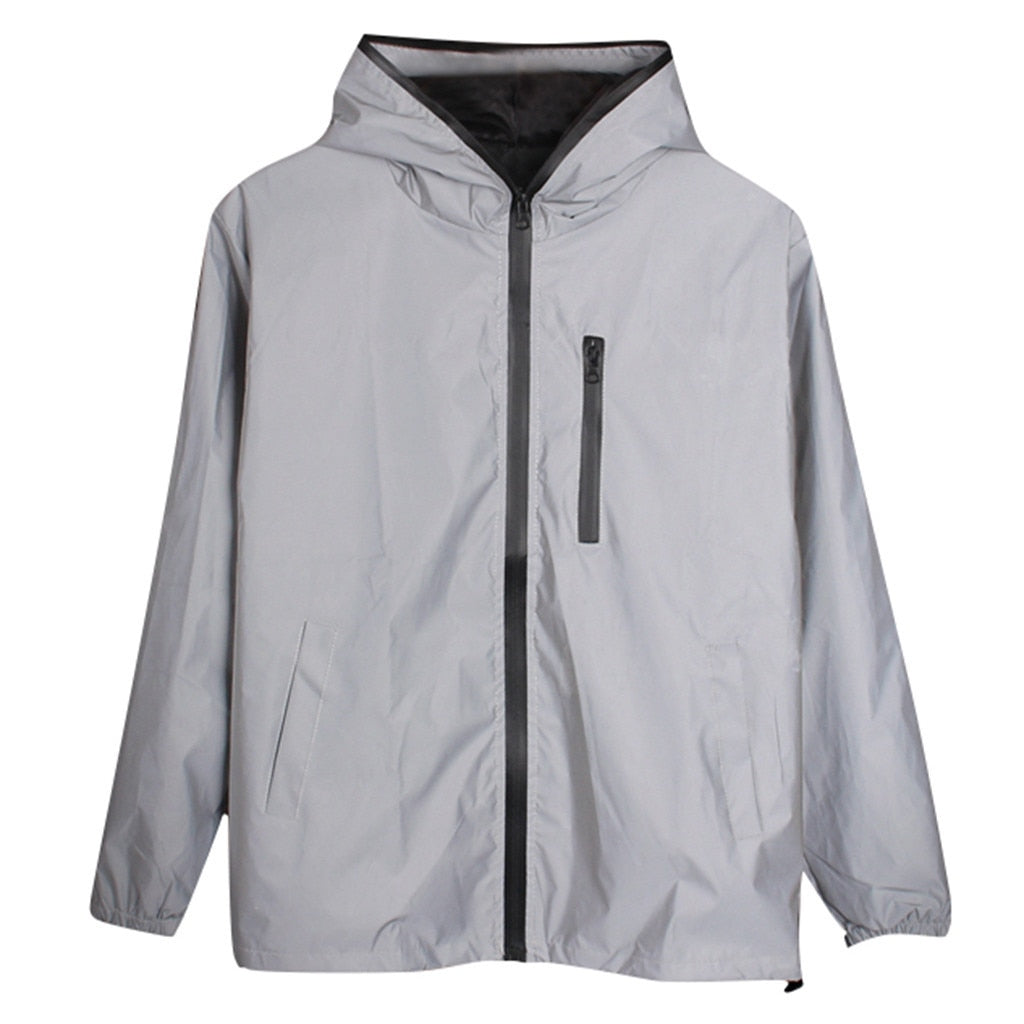 Windbreaker Night Shiny Zipper Jacket - Virtual Blue Store