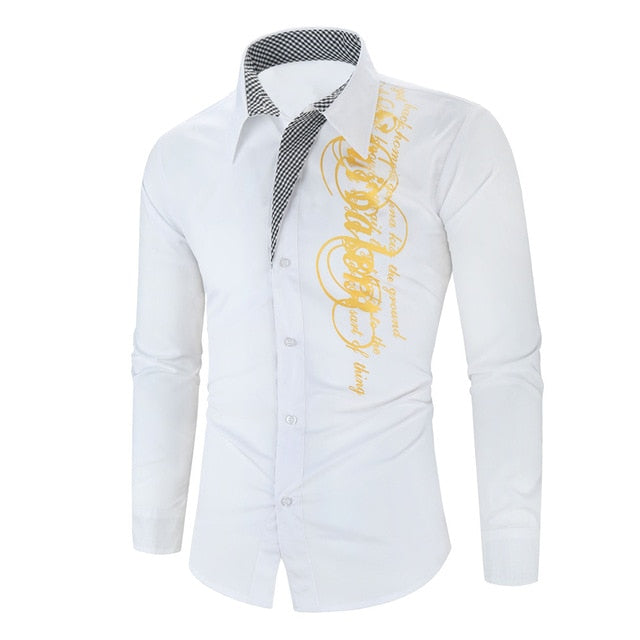 Gold Black Men Slim Fit Shirt - Virtual Blue Store