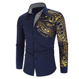 Gold Black Men Slim Fit Shirt - Virtual Blue Store