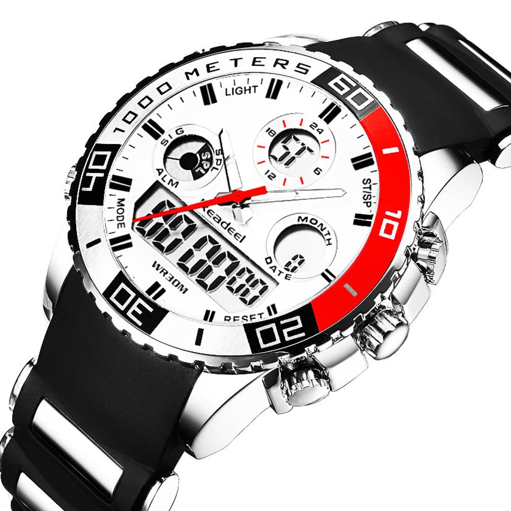 Men Rubber LED Digital Quartz Watch - Virtual Blue Store