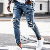Men Streetwear Destroyed Ripped Jeans