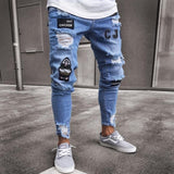 Men Streetwear Destroyed Ripped Jeans - Virtual Blue Store