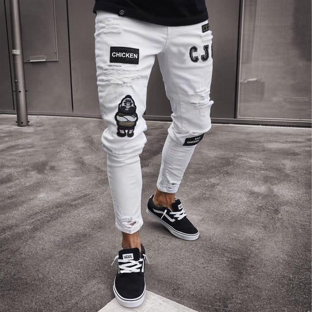 Men Streetwear Destroyed Ripped Jeans - Virtual Blue Store