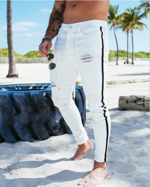 Men Streetwear Destroyed Ripped Jeans - Virtual Blue Store