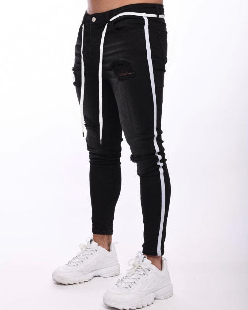 Men Streetwear Destroyed Ripped Jeans - Virtual Blue Store