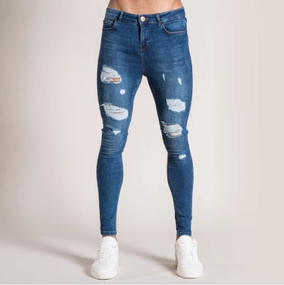 Men Streetwear Destroyed Ripped Jeans - Virtual Blue Store