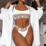 Women's Letter Print Panty and Bra Set - Virtual Blue Store